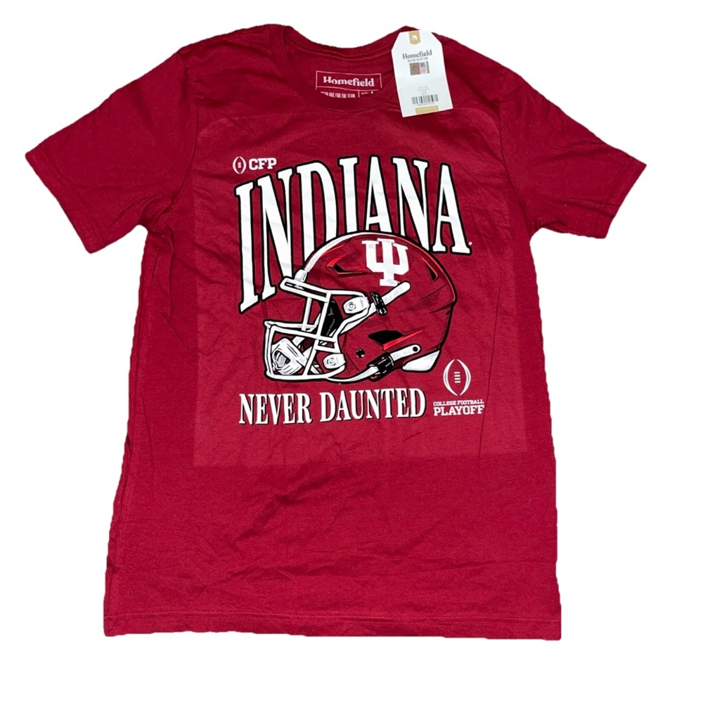 Indiana College Football Bold Print 'Never Daunted' W/Indiana Football T-SHIRT